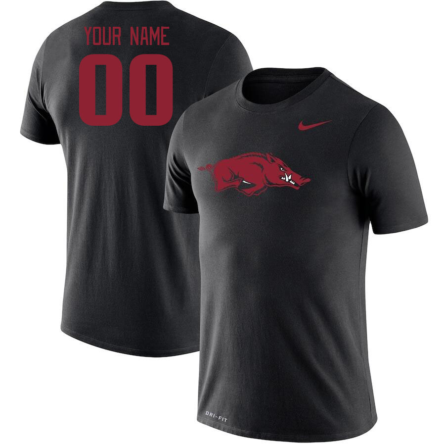 Custom Arkansas Razorbacks Name And Number College Tshirt-Black
